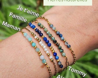 Bracelet Code Morse Personnalisé • Message Secret • Pierres Naturelles • Cadeau Maman • Fête des Mères • Bijou Fait Main France