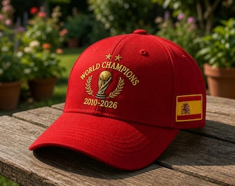 Haftowana czapka Hiszpanii, czapka z naszywką z flagą Hiszpanii, czapka z herbem hiszpańskiej drużyny piłkarskiej, czapka mistrzów świata 2026, prezent dla kibica piłki nożnej