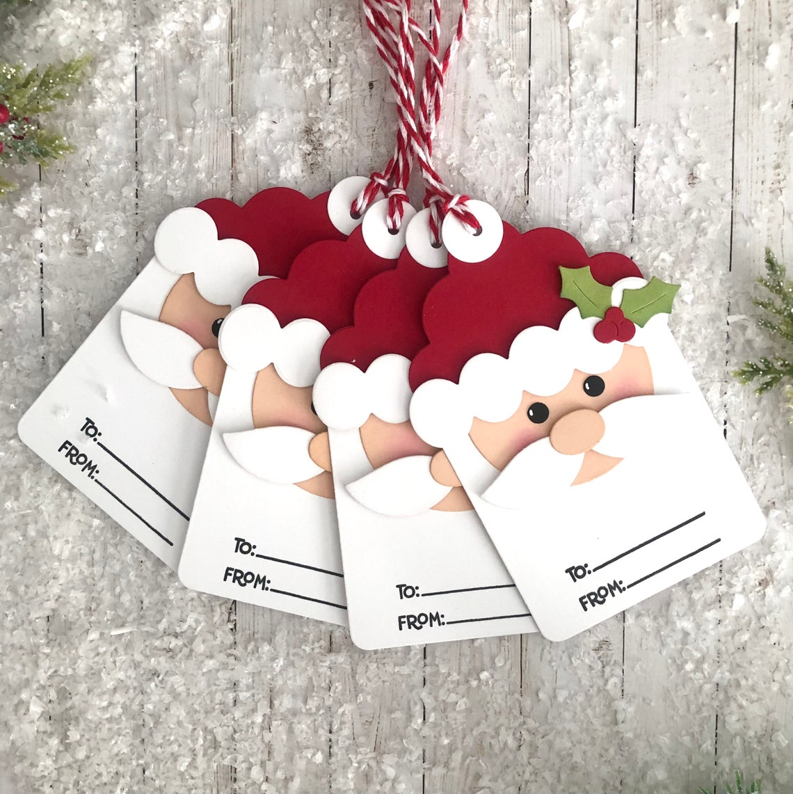 Christmas Santa Gift Tags Handmade set of 4 - Etsy UK