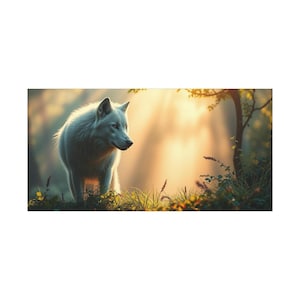 Wolf Landscape Canvas Art, Nature Wall Decor, Gift for Animal Lovers, Home Decor, Wildlife Art, Forest Decor