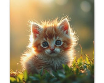 子猫のキャンバスアートプリント、かわいい猫好きの壁飾り