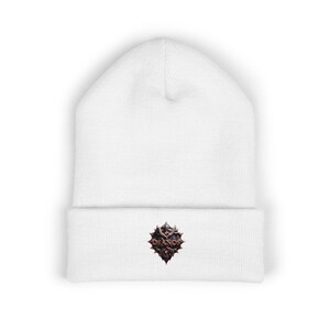 Embroidered Cuffed Beanie: Unisex Turbo Acrylic Winter Hat
