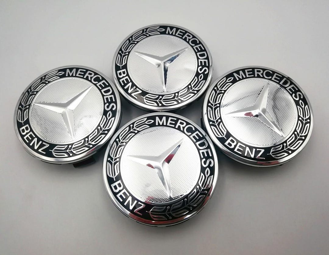 Set of 4 Black Wreath Wheel Center Caps 75mm – Gloss Black Hub Caps for ...