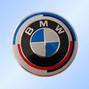 BMW 50th Anniversary Blue White 95mm Front Emblem Badge 51147498981 | Premium Replacement Logo for BMW Car Hood | Car Styling Gift