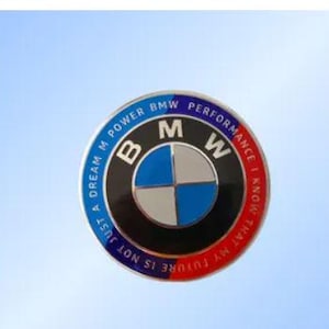 BMW 50th Anniversary M Power Blue White 95mm Front Emblem Badge 51147498981 | Premium Replacement Logo for BMW Car Hood Gift
