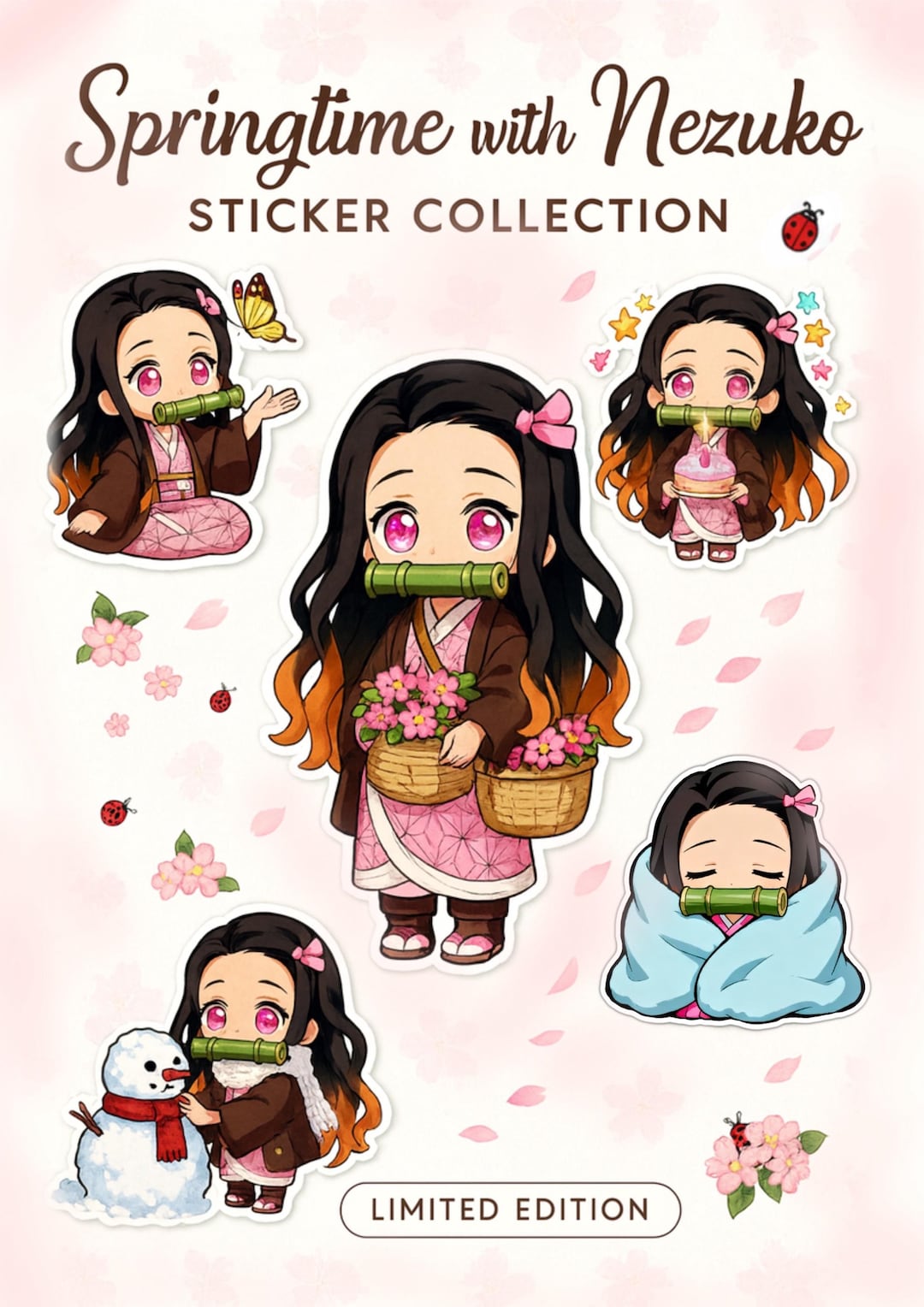 Cute Chibi Nezuko Sticker Pack | Demon Slayer Anime Fan Art ...