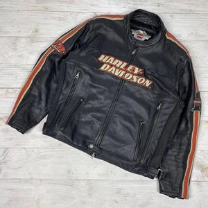 Vintage Harley Davidson Leather Motorcycle Jacket: Black Racing Jacket