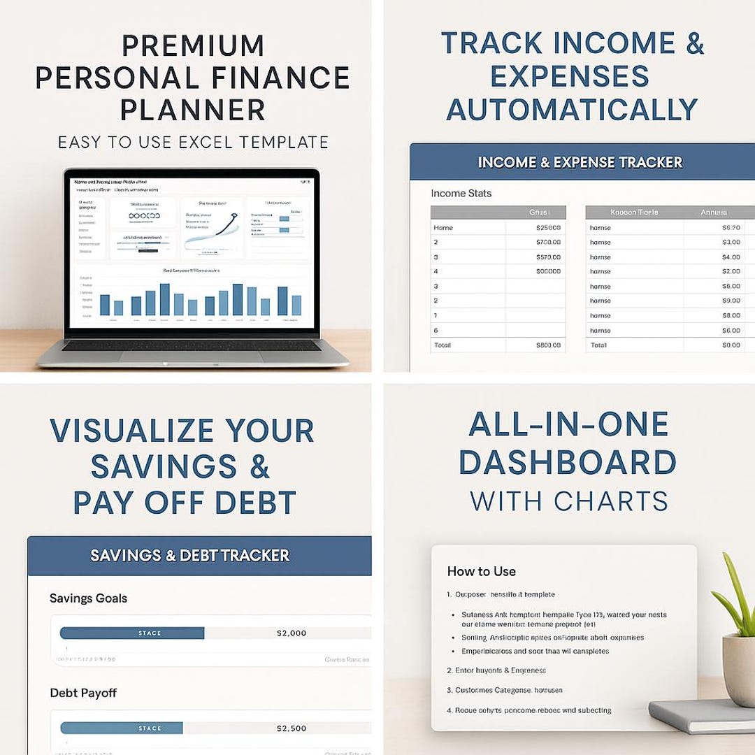 Personal Finance Planner Excel Template | Income Expense Tracker ...