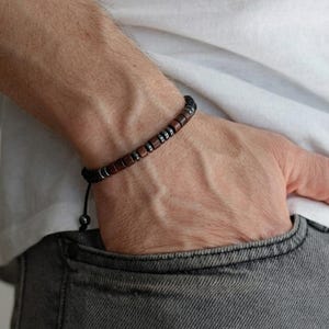 Personligt morsekodarmband för honom, armband med personligt meddelande, jubileumspresent, justerbart armband för män, present till män