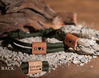 Pulsera de madera personalizada para hombre, pulsera con nombre grabado, pulsera con mensaje oculto personalizado, regalo personalizado para él/novio/padre/esposo, regalo para hombre