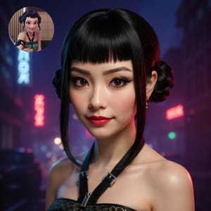 Zoey Wig KPOP Demon Hunters | Black Double Bun Cosplay Wig with Bangs | Heat Resistant Synthetic Costume Hair for Anime, Movie & Cosplay