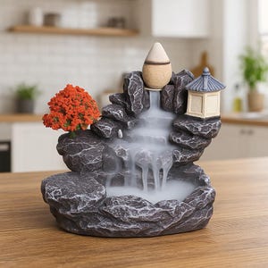 Backflow Incense Burner Waterfall – Aromatherapy Home Decor with Cones – Zen Meditation Incense Holder Ornament
