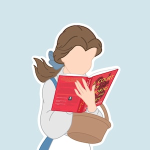 Peut inclure: Illustration d'une personne lisant un livre intitul&eacute; "A Court of Thorns and Roses". La personne porte une chemise blanche, des accents bleus et a les cheveux bruns. Un panier marron est au premier plan. Le fond est de couleur bleu clair.