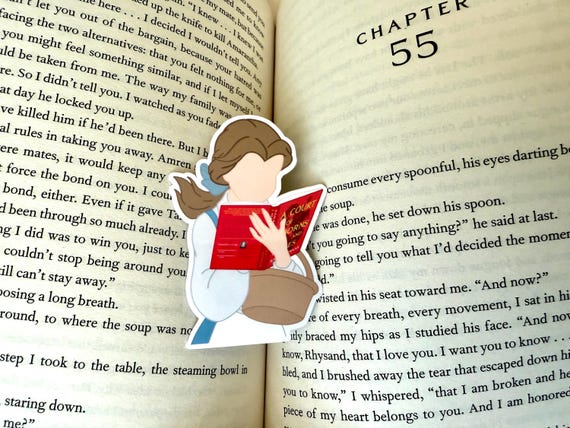 Belle reading ACOTAR Sticker: Waterproof Glossy Vinyl Decal