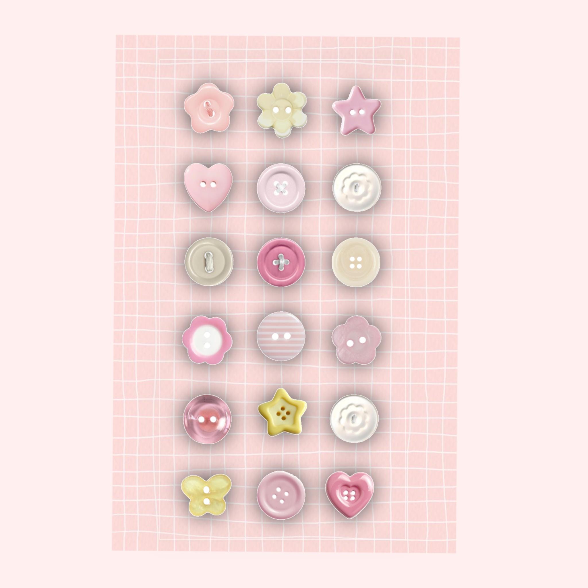 Aesthetic Pink Button Sticker Sheet | Scrapbooking, Planner Stickers - Etsy