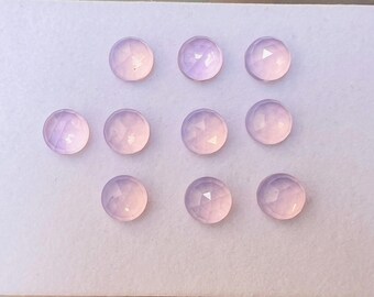 Lavender Chalcedony Rose Cut Stone Cabochons - 8mm, 10 Pieces