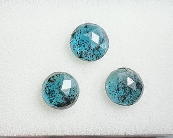 AAA Teal Moss Kyanite Rose Cut Slice Stones (14-15mm, 37ct, 3 Pieces)