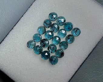 Teal Moss Kyanite Rose Cut Gemstone Slices (20 Pieces, 6mm Round)