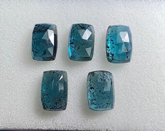 Teal Moss Kyanite Rose Cut Gemstone Slices (5 Pieces, 11x15mm)