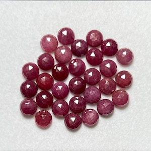 Top Grade Ruby Rose Cut Slice Gemstone Flat Back Shepe Round 30 Pieces Lot