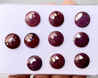 AAA Madagascar Ruby Slice: 12mm Rose Cut Gemstones (10 Pieces)