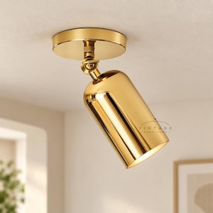 Brass Ceiling Spotlight, Adjustable Directional Ceiling Light, Mid Century Modern Fixture