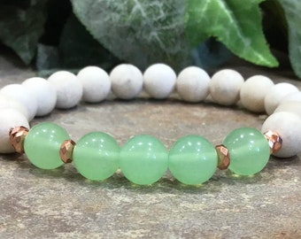 Aventurine and Riverstone Bracelet, Positive Energy, Calming Bracelet, Yoga Bracelet