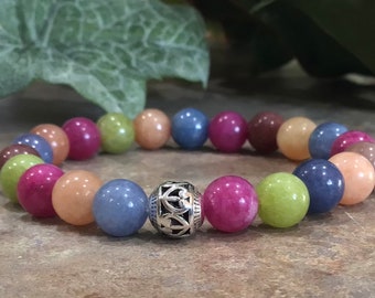 Multi Colored Agate Bracelet, Gift for Her