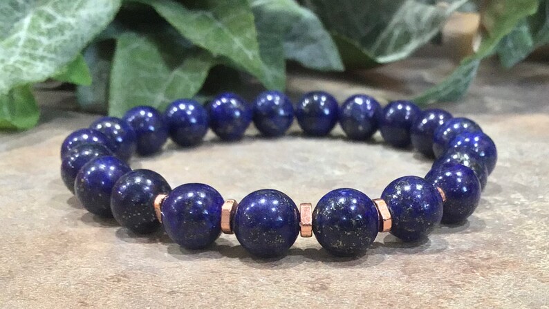 Lapis Lazuli Bracelet, September Birthstone, Gemstone Bracelet image 1