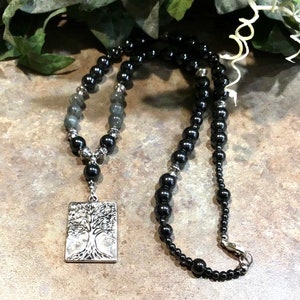 Tree of Life Necklace, Hematite and Labradorite Necklace