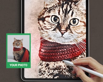 cat lovers gift, custom pet art, pet portraits, custom pet gift, dog painting, custom cat portrait, pet loss gifts, cute cat drawing custom