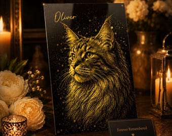 Regalo personalizado en memoria de tu gato. Homenaje personalizado a partir de una foto. Regalo de recuerdo. Regalo en memoria de tu gato. Arte. Arte mural en memoria de tu gato. Decoración para la pérdida de tu gato.