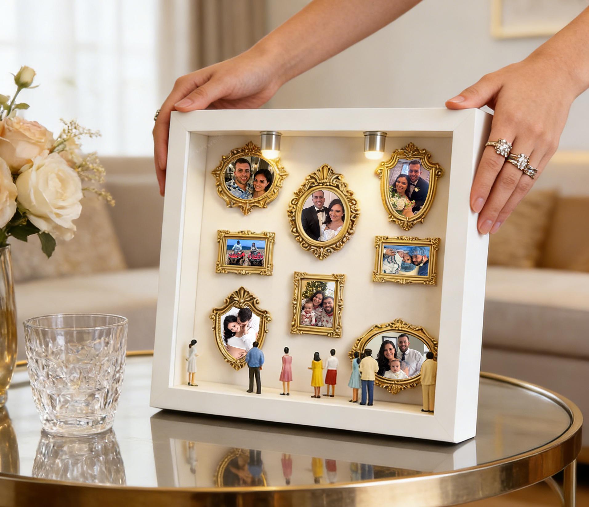 DIY Mini Museum Silhouettenbox Mit LED Licht – Personalisiertes Schattenbox Set 22,7x31,4 Cm