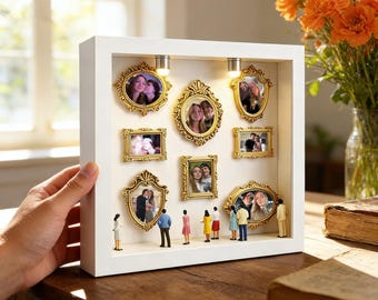 DIY Mini Museum Silhouette Box, Creative Memory Display with Mini Figurines, Personalized DIY Photo Frame, Anniversary Day Gifts for her/him