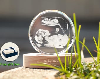 Personalisiertes 3D Kristall Baby Metall Ultraschall Foto, graviertes Baby Foto Kristall Nachtlicht, Benutzerdefinierte Kristallkugel mit Bild und Ton Geschenken