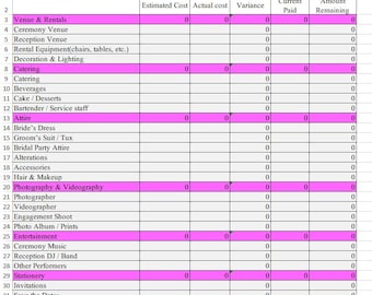 Wedding Planner Excel Template | Bridal Budget & Guest List Organizer | Digital Wedding Planning Spreadsheet