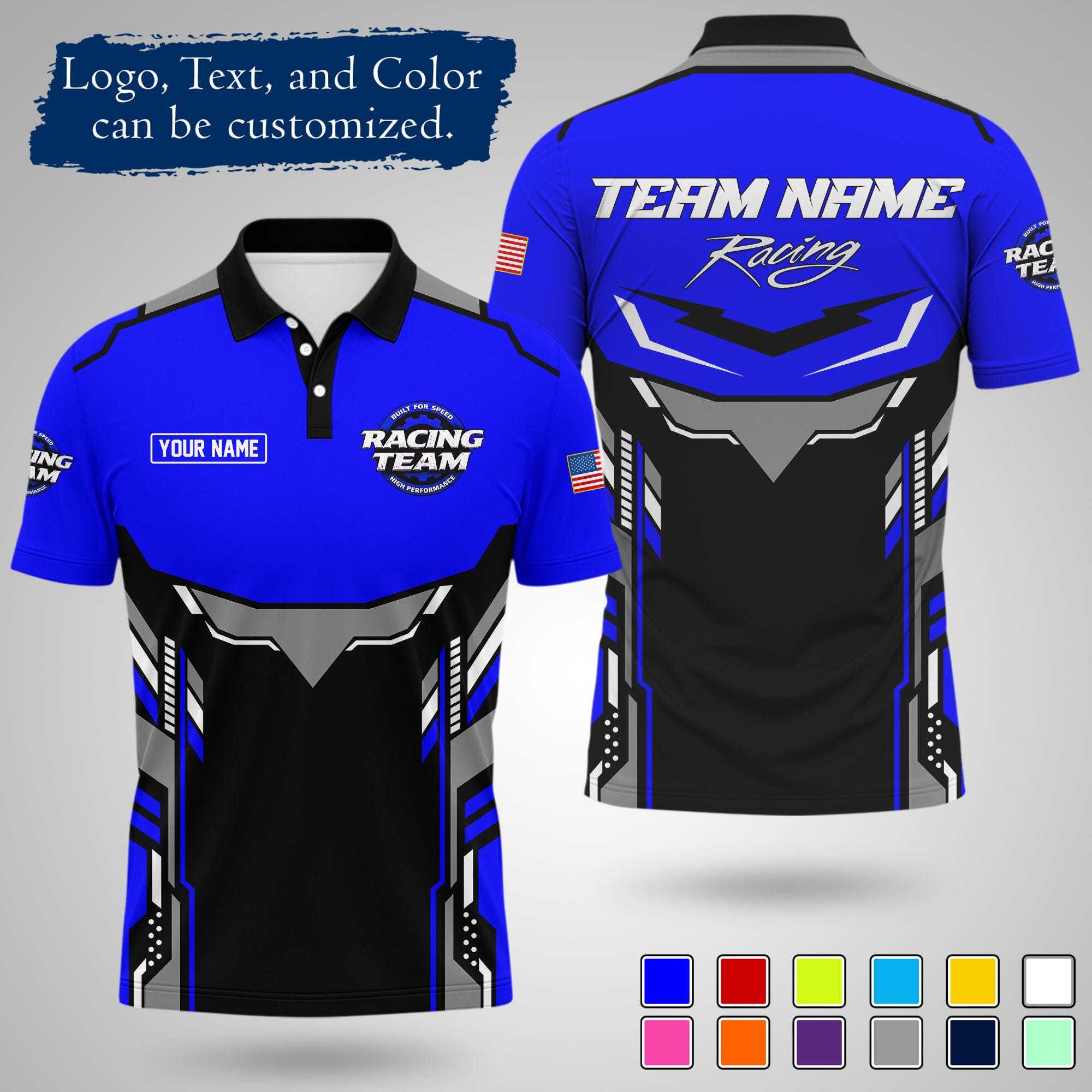 Customizable Racing Polo Shirt, Motorsport Speed Graphic Tee ...