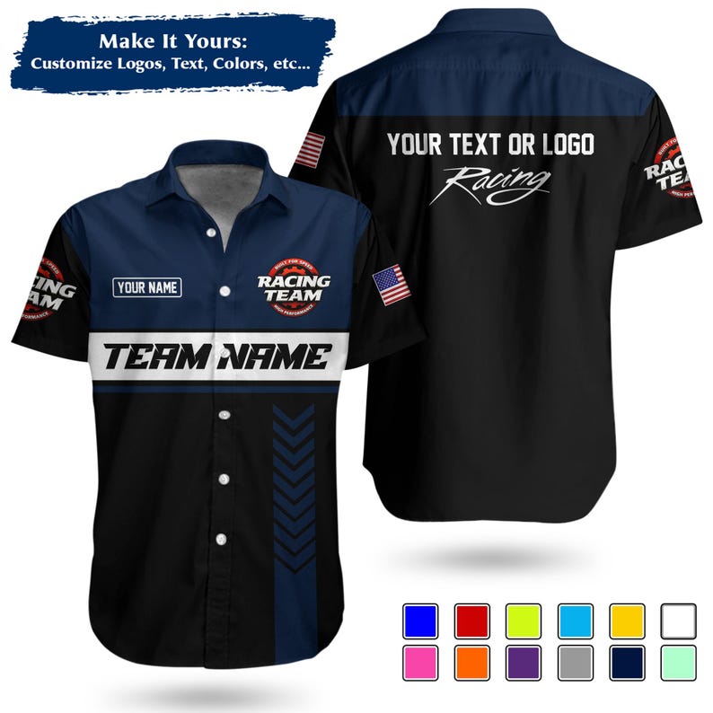 Customizable Racing Shirts Custom Racing Team Name Work Shirt | Personalized Name, Logo & Company ...