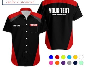 Custom Work Shirt with Pocket – Personalized Uniform, Logo & Name Embroidery, Short Sleeve Button Down, Father's Day Gifts