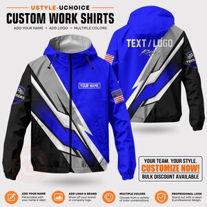 Custom Racing Windbreaker Jacket, Waterproof Motorsport Team Uniform, Personalized Pit Crew Workwear, Packable Racing Apparel