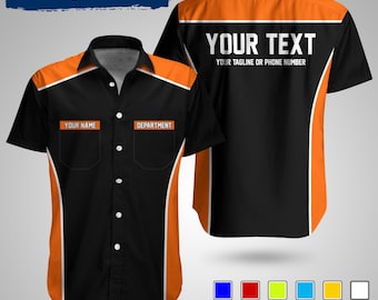 Custom Pocket Mechanic Shirt | Personalized Name DepartMent Text Workwear