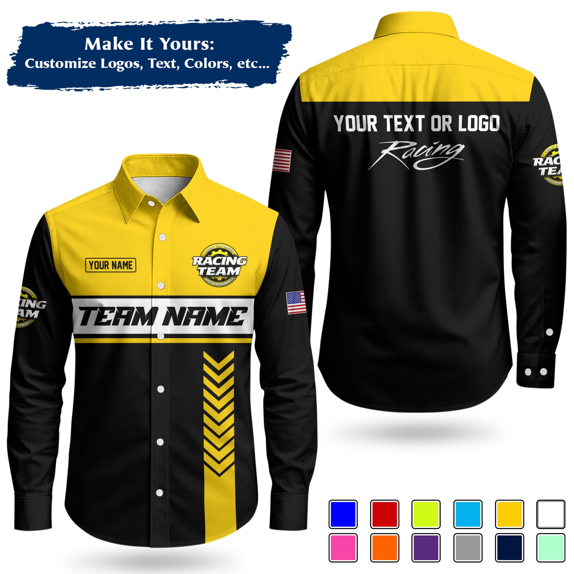 Custom Racing Team Name Work Shirt | Personalized Name, Logo & Company ...