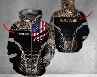 Personalized Camo Hoodie – Shoulder Name & Department Custom, Tactical 3D Hunting Hoodie