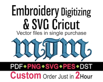 Custom Gothic Mom Embroidery Design: SVG, PES, DST Files