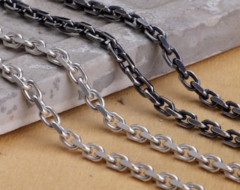 Oxidized Sterling Silver Cable Chain Necklace for Mens Anchor Chain 2.5mm