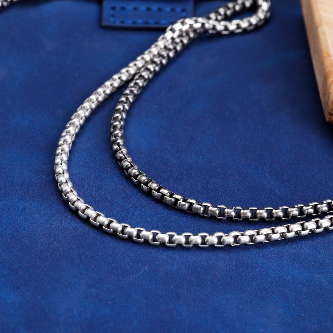 2mm Sterling Silver Box Chain Necklace Round Box Link 16-40 All Length ...