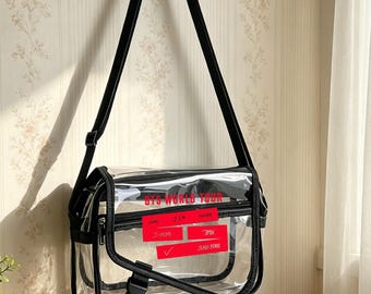 BTS ARIRANG World Tour Clear Crossbody Bag, Kpop Transparent Concert pvc Bag, Stadium Approved Clear Purse Bag,K-Pop Concert Gifts for Fan