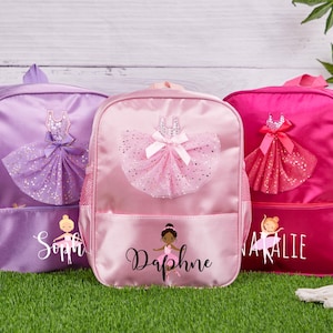 Balletdanstas voor klein meisje-gepersonaliseerde balletrugzak peuter weekendtas-aangepaste naam plunjezak voor kleine ballerina's, cadeau danseres