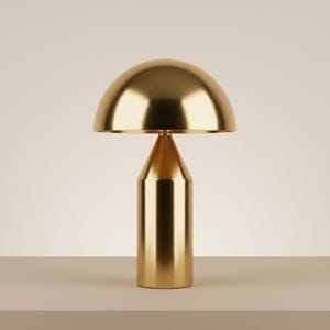 Modern Mushroom Lamp Gold Bedside Table Light - Minimalist Metal Desk Lamp for Elegant Bedroom Decor - Contemporary Mushroom Style Luminaire