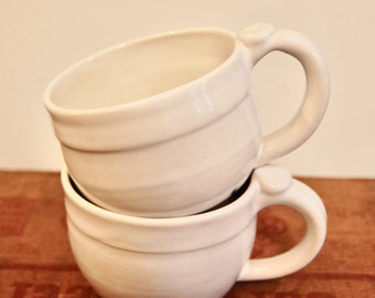 White tea mug - medium pottery mug